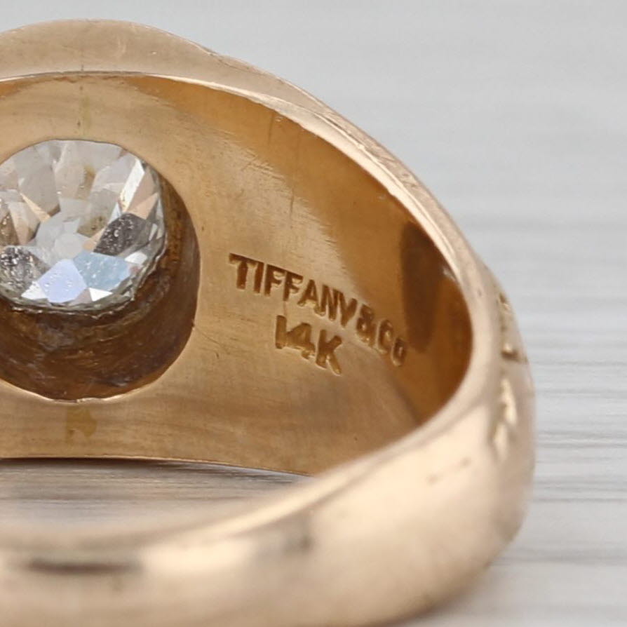 1935 Vintage Tiffany US Navel Academy Ring w/ Box 0.85ct Diamond USNA Size 7.5