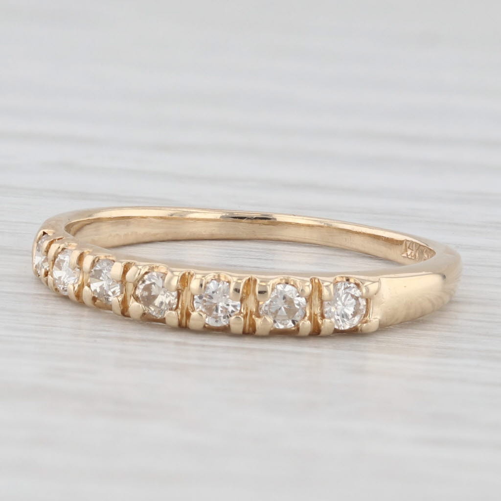 Light Gray 0.20ctw Diamond Wedding Ring 14k Yellow Gold Sz 6.25 Stackable Anniversary Band
