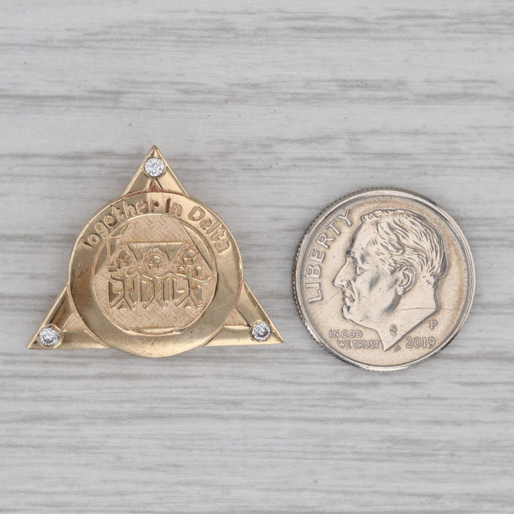 Gray Vintage Delta Sigma Theta Together in Delta Badge 10k Gold Diamond Sorority Pin