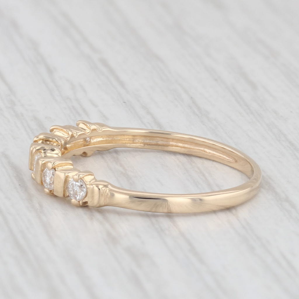 Light Gray 0.18ctw Diamond Wedding Band 14k Yellow Gold Size 7.5 Anniversary Stackable Ring