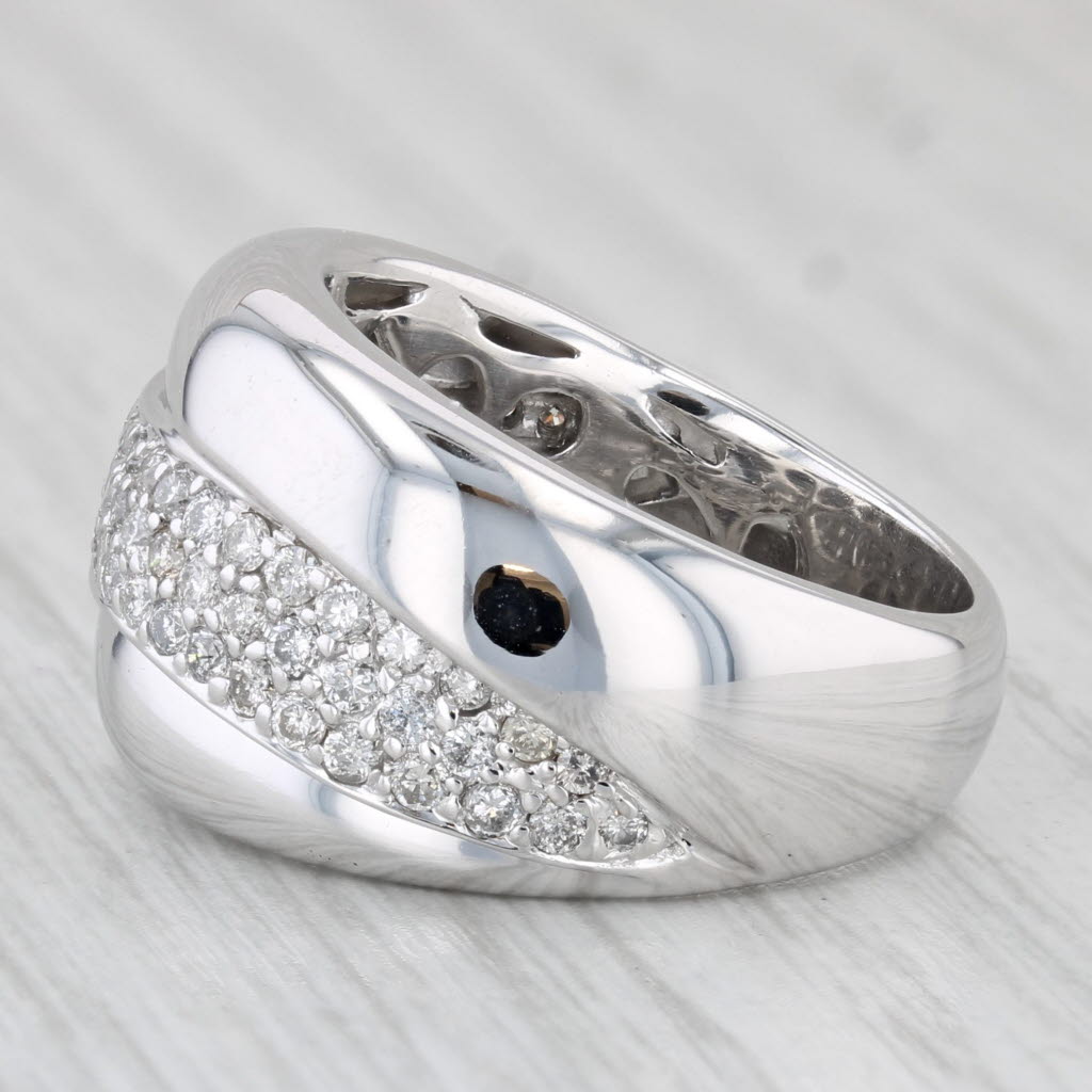 Light Gray 1ctw Diamond Crossover Ring 14k White Gold Size 7.25 Cocktail Band Sonia B