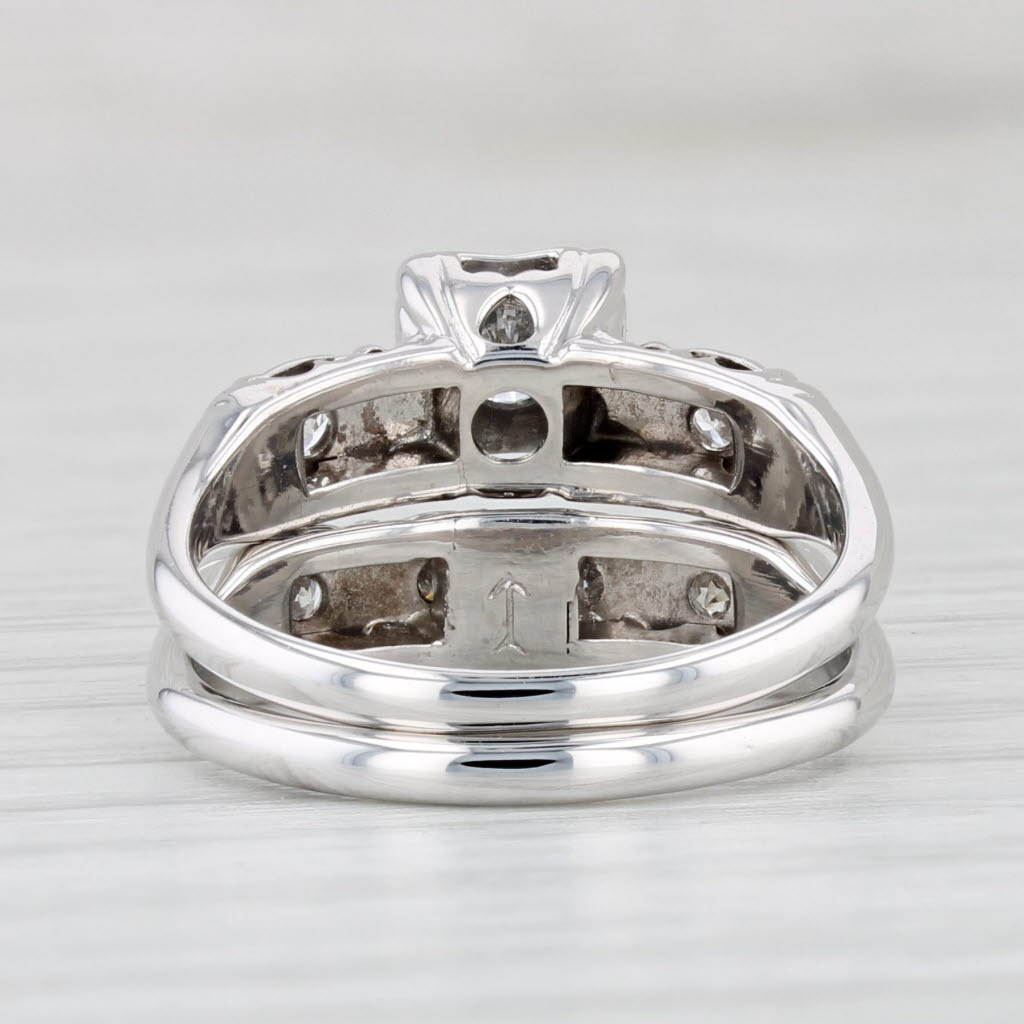 Light Gray Vintage 0.41ctw Diamond Engagement Ring Wedding Band Bridal Set 14k Gold Sz 6.25