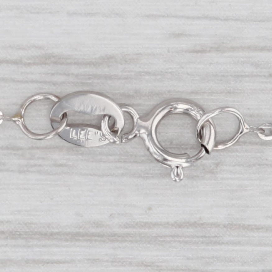 Light Gray Heart Skeleton Key Pendant 14k White Gold 18" Cable Chain