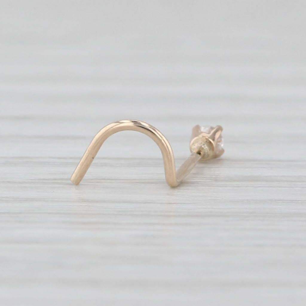 New Diamond Nose Piercing Stud 14k Yellow Gold Round Solitaire Curved Post 1