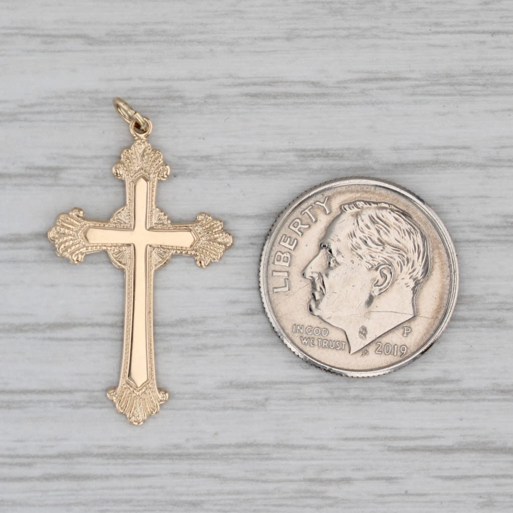 Gray Celtic Cross Pendant 14k Yellow Gold