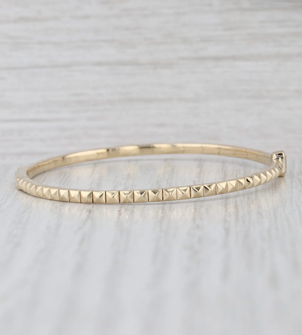 New 0.63ctw Diamond Beveled Flexible Bangle Bracelet 14k Yellow Gold 6.75"