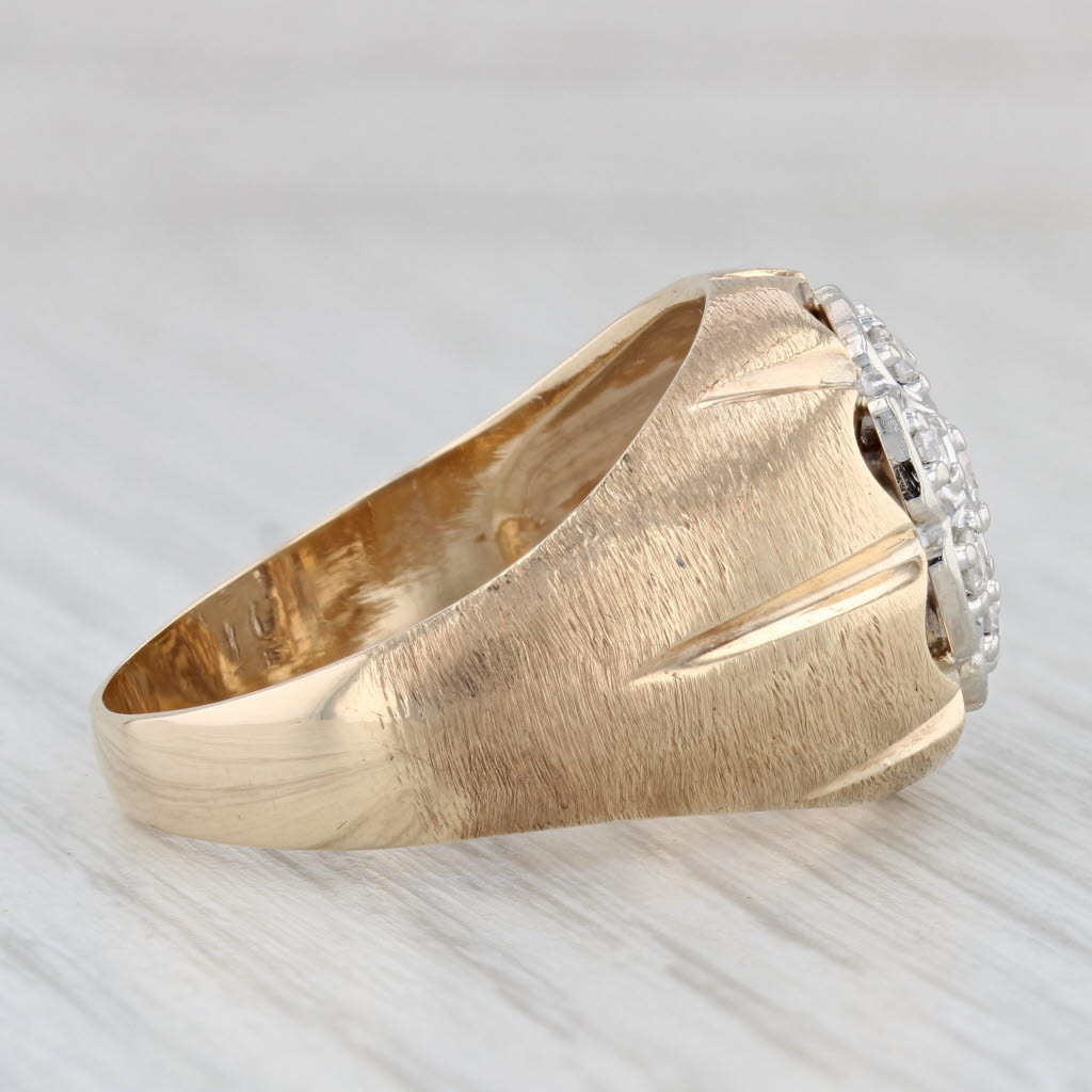 Light Gray 0.46ctw Diamond Cluster Men's Ring Belcher Setting 10k Yellow Gold Size 12.5