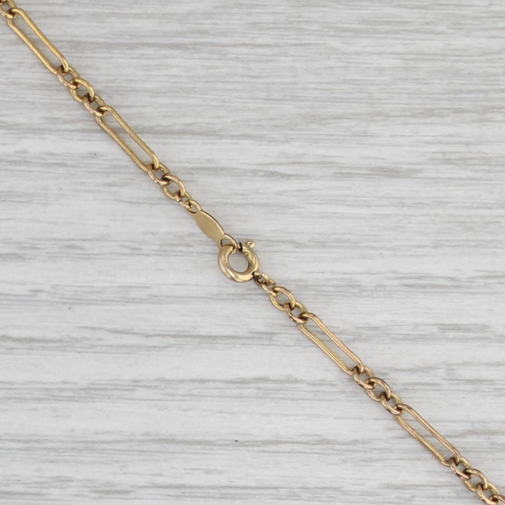 Vintage Tiger's Eye Bead Station Necklace 12k Gold Filled Cable Chain 30.5" BAB
