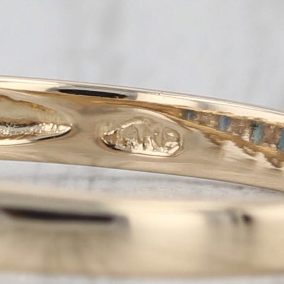 0.80ctw Blue Sapphire Diamond Ring 14k Yellow Gold Stackable Tiered Rooftop