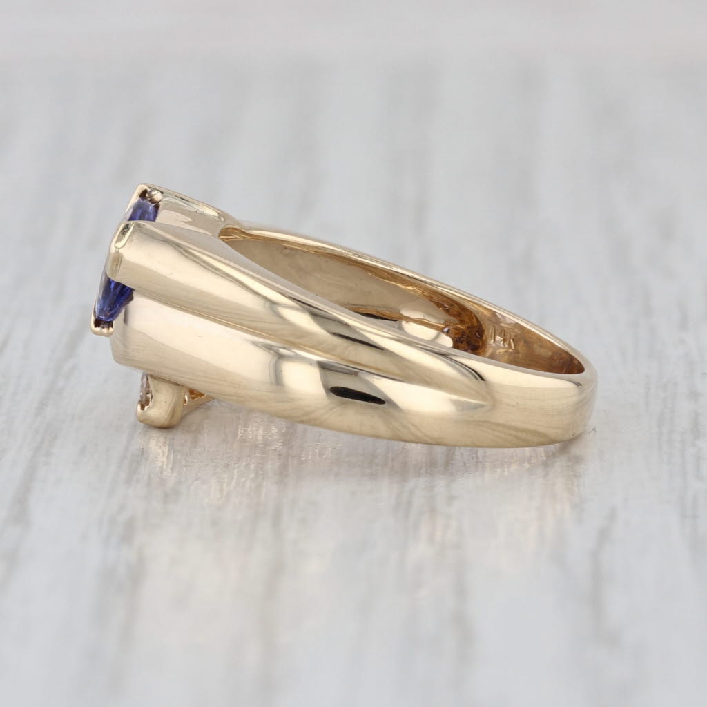 Tanzanite Opal Diamond Ring 14k Yellow Gold Size 7.25 Bypass