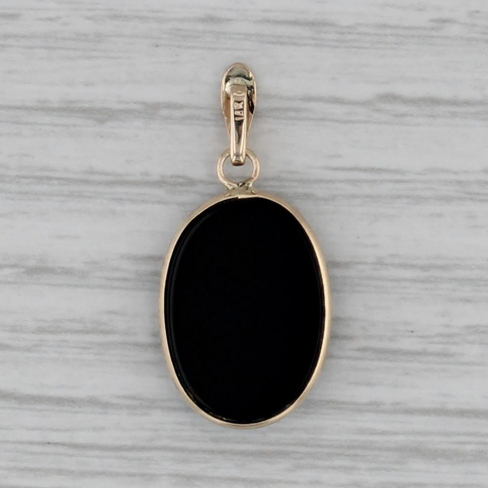 Guardian Angel Cameo Pendant 14k Yellow Gold Black White Carved Sardonyx