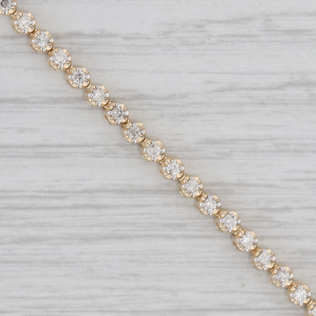 Gray New 1ctw Diamond Tennis Bracelet 10k Yellow Gold 7" 3mm