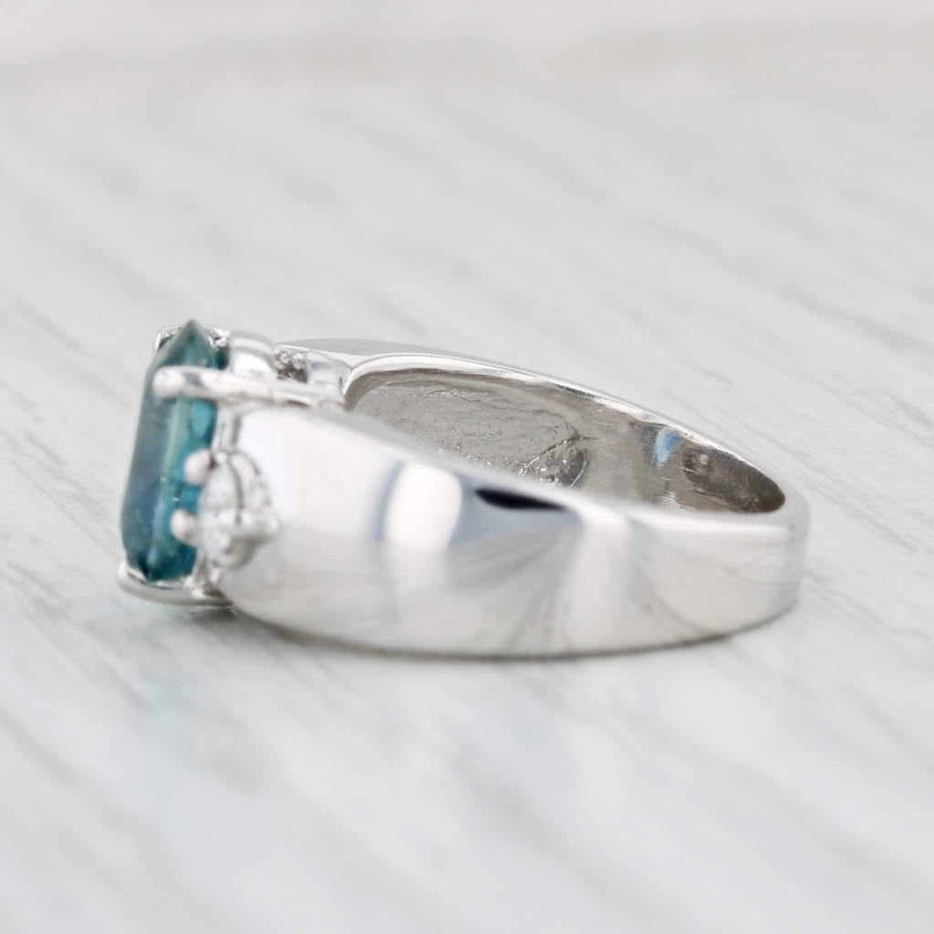Light Gray 2.70ctw Oval London Blue Sapphire Diamond Ring 14k White Gold Size 4.25