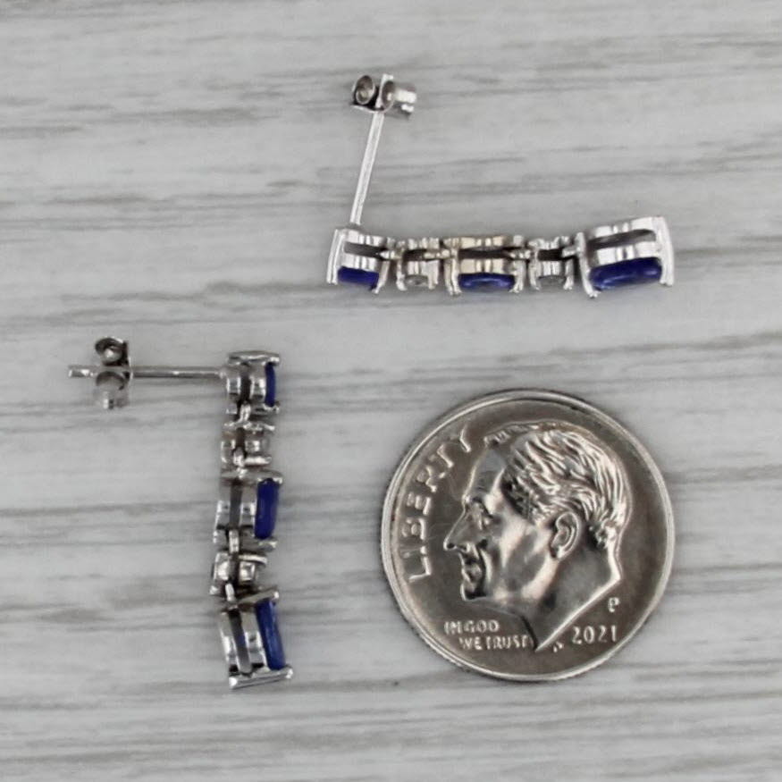 1.34ctw Tanzanite Diamond Journey Earrings 14k White Gold Pierced Drops