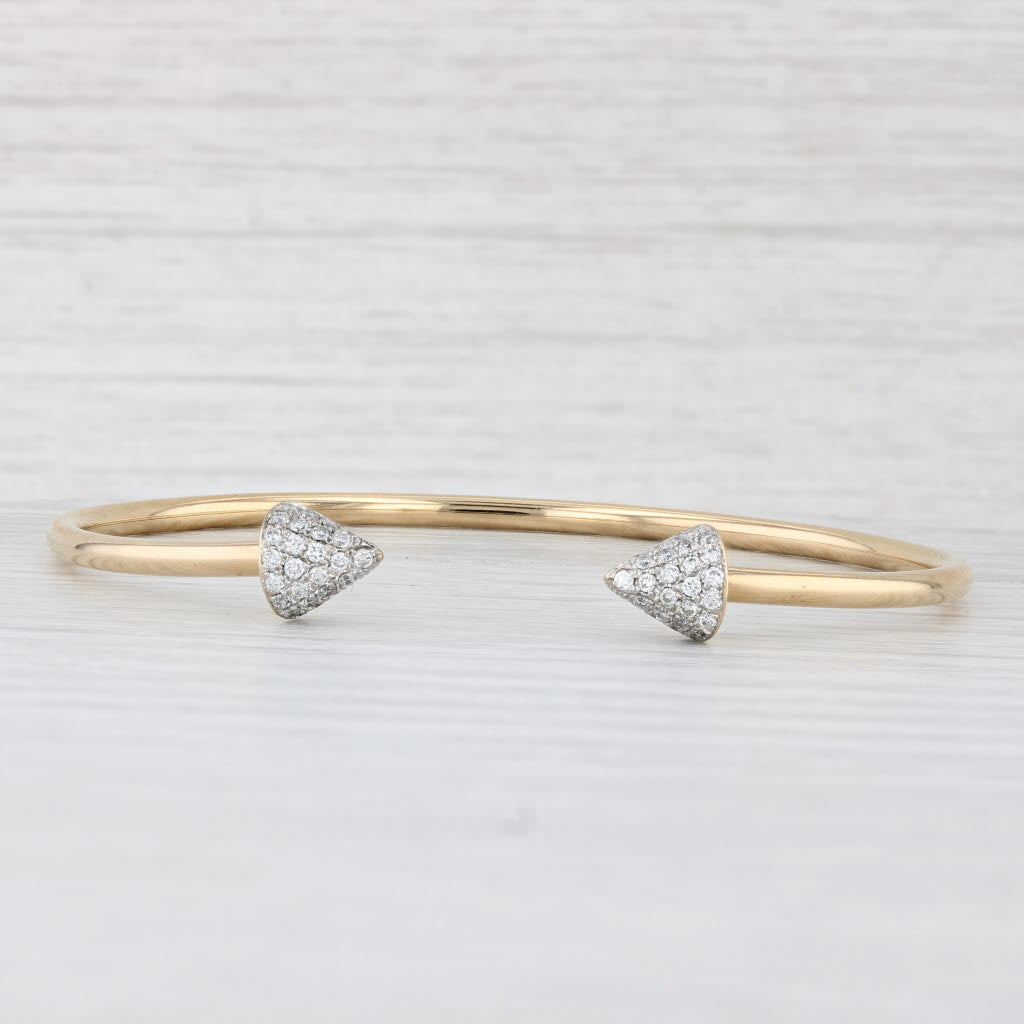 Light Gray 0.32ctw Diamond Tipped Cuff Bracelet 18k Yellow Gold 6.75"