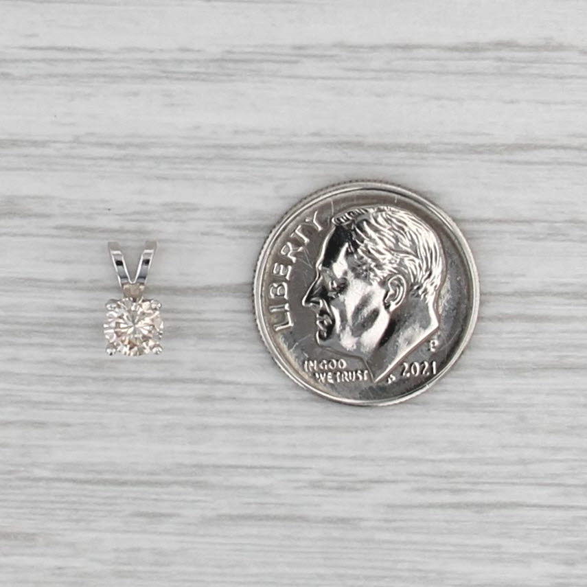 New 0.37ct Diamond Solitaire Pendant 14k White Gold 4 Prong Small Round Drop
