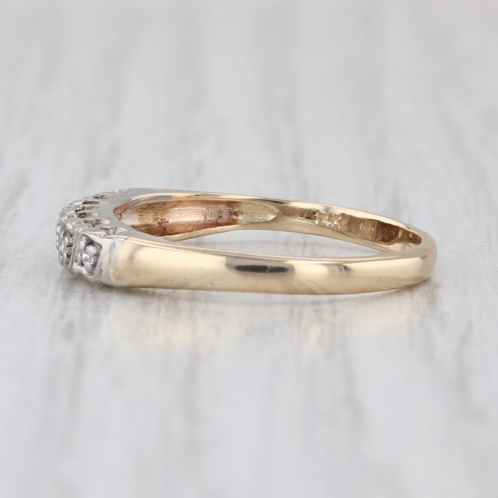 Vintage Diamond Ring 14k White Yellow Gold Size 6.5 Stackable Wedding Band