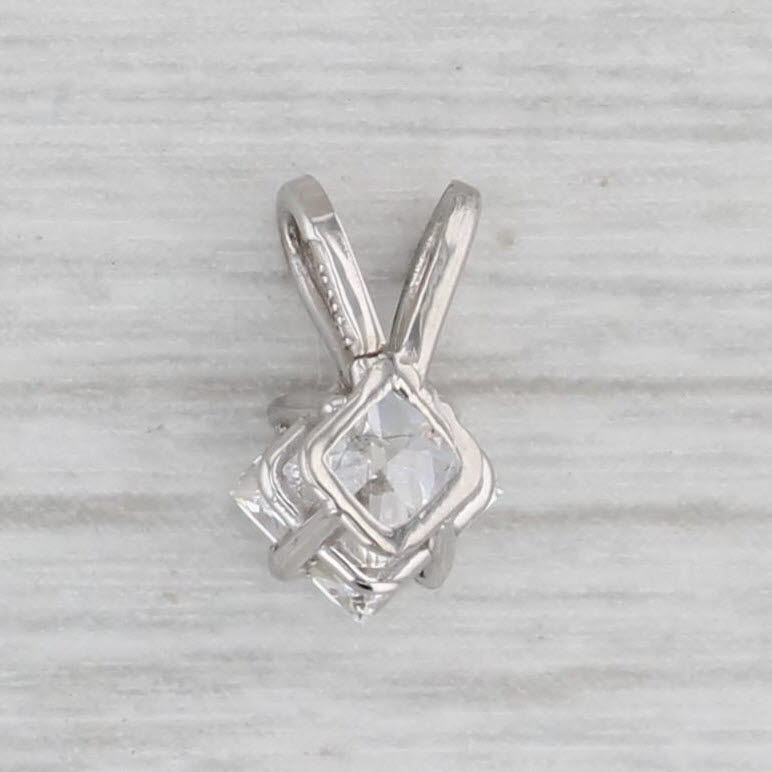 Gray New 0.52ct Princess Diamond Solitaire Pendant 14k White Gold IGI