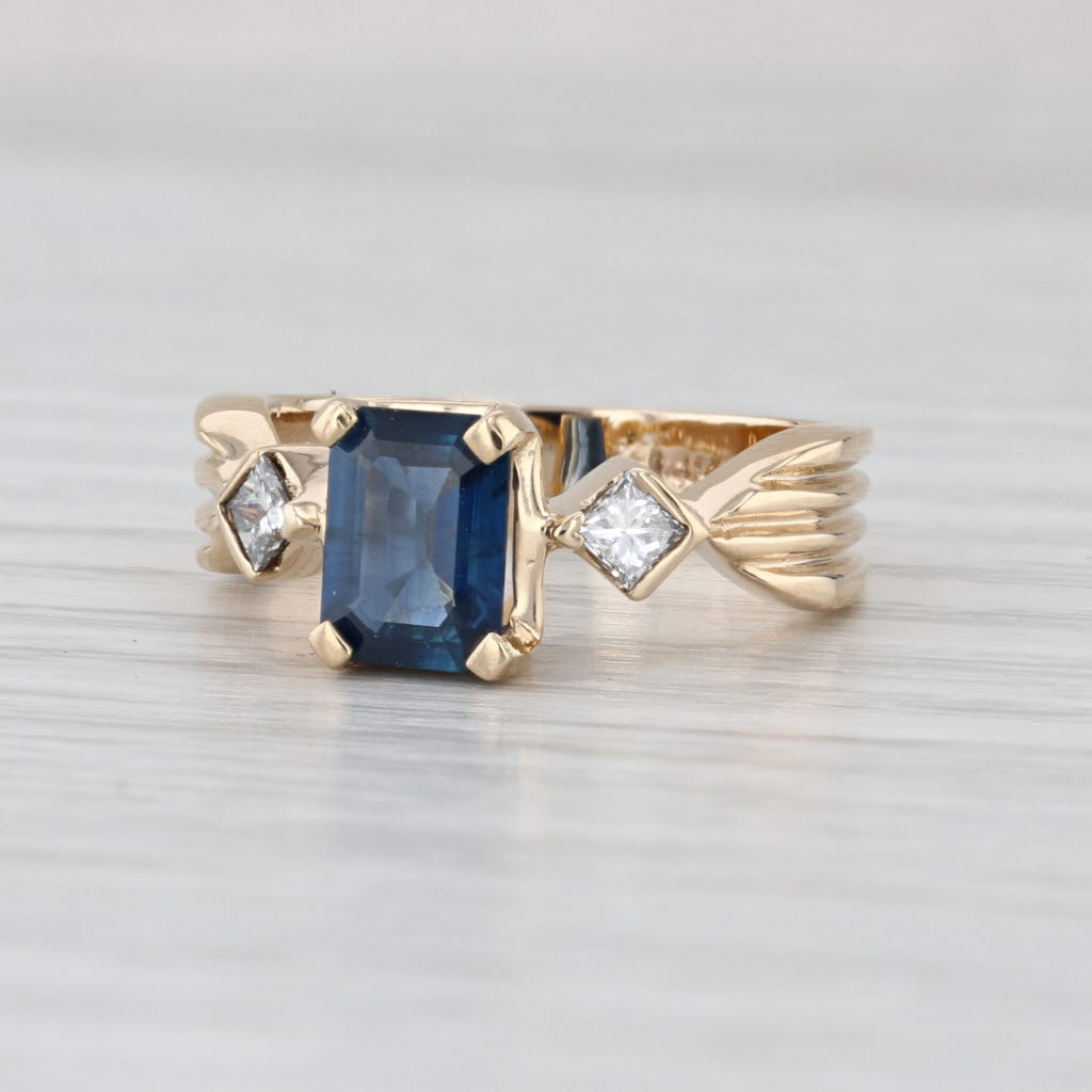 1.46ctw Blue Sapphire Diamond Ring 14k Yellow Gold Size 6.5 Engagement
