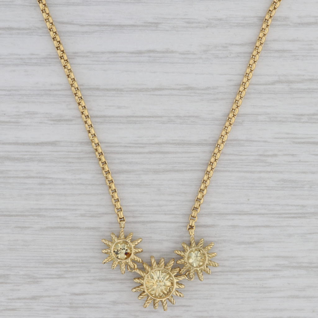 Gray David Yurman 0.15ctw Diamond Starburst Station Necklace 18k Yellow Gold 17"