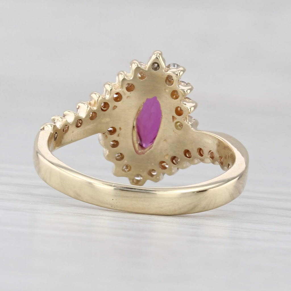 0.92ctw Marquise Ruby Diamond Bypass Ring 14k Yellow Gold Size 6.75