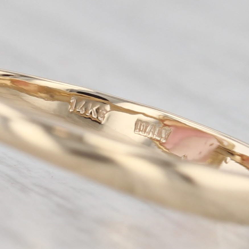Gray Pink Glass Cabochon Heart Ring 14k Yellow Gold Size 8