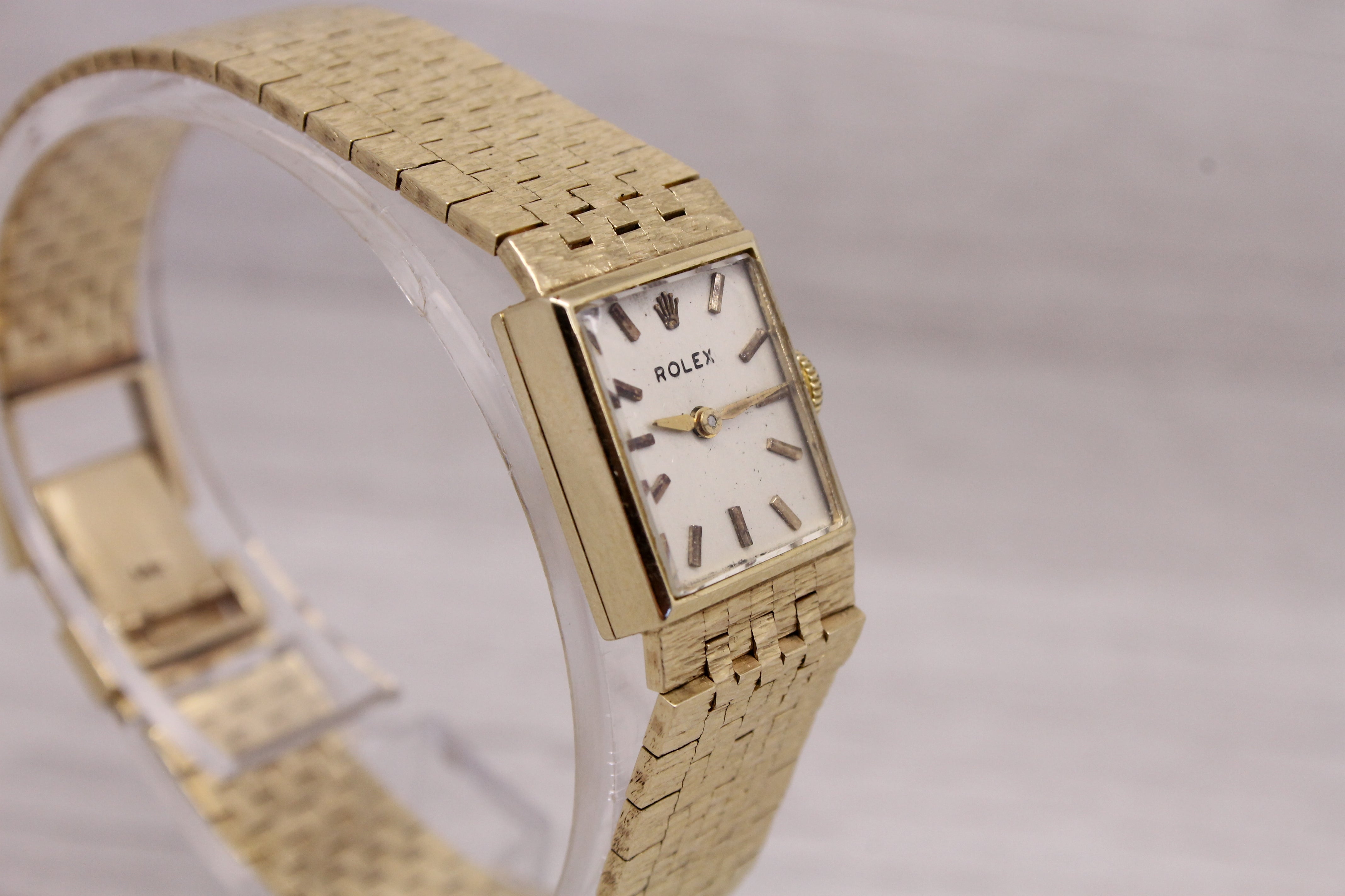 Dark Gray Vintage c.1950's Rolex Ladies 14k Yellow Gold Bracelet Watch Quartz Conversion