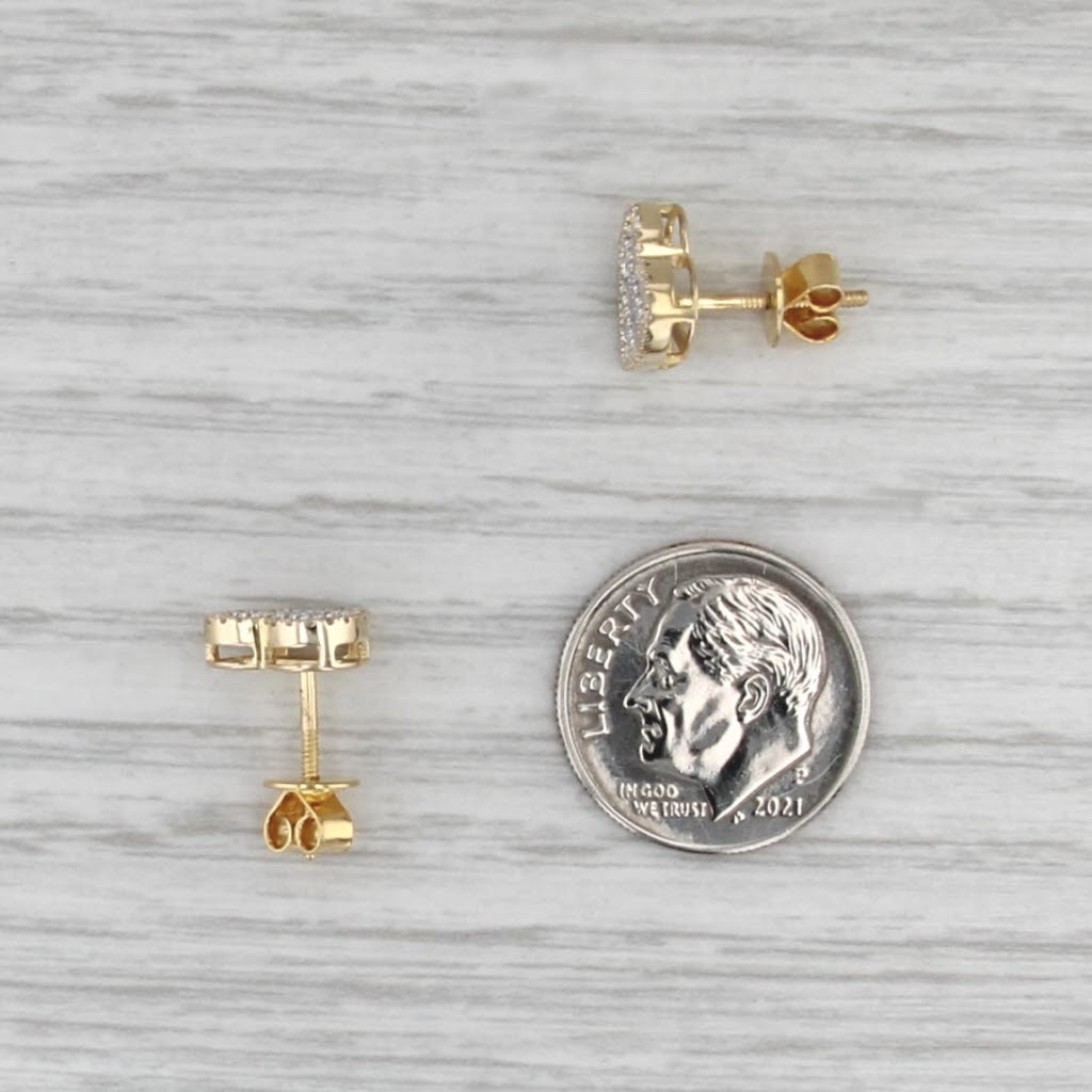Pave Diamond Heart Stud Earrings 10k Yellow Gold Studs