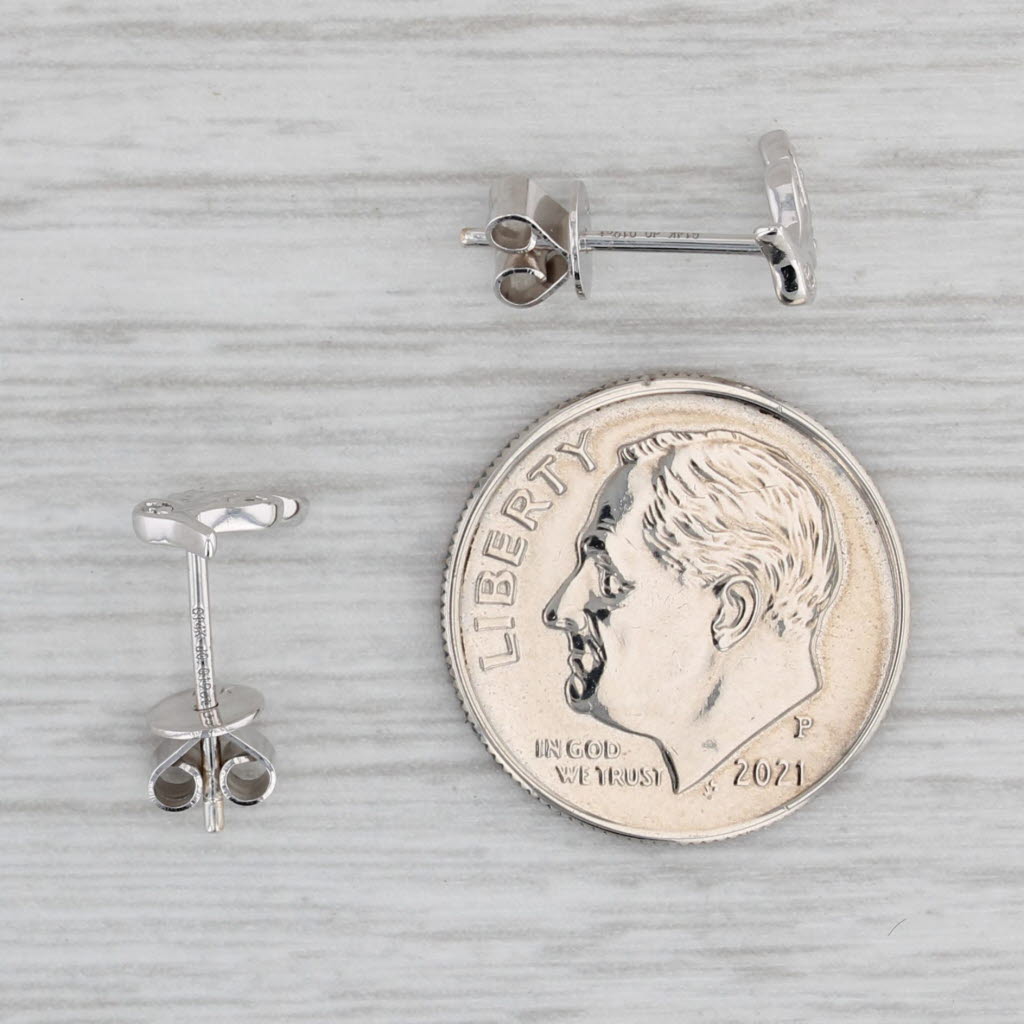 Gray New Diamond Flower Stud Earrings 14k White Gold Small Pierced Studs
