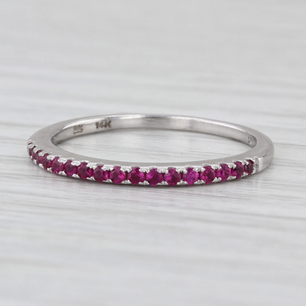 0.28ctw Purple Pink Sapphire Ring 14k White Gold Size 8 Stackable Band Wedding
