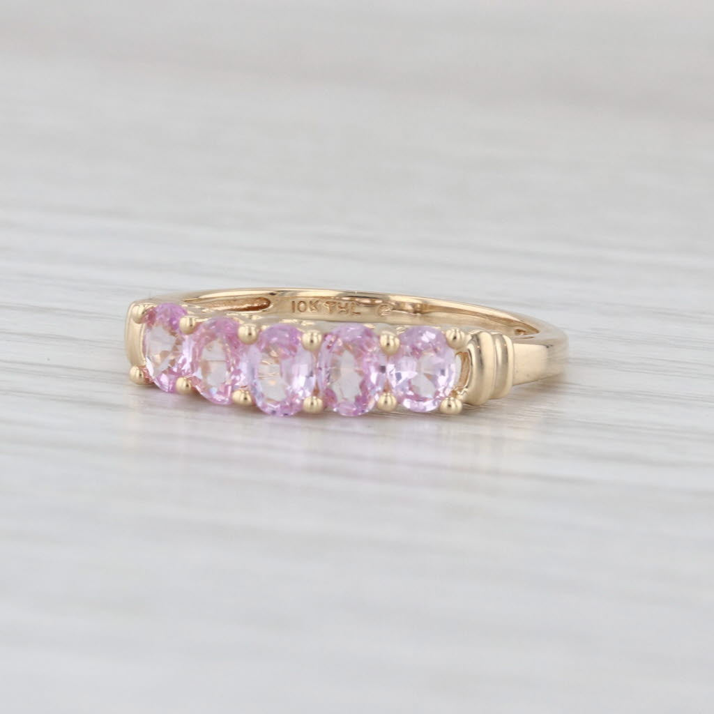 1.20ctw Tiered Pink Sapphire Ring 10k Yellow Gold Size 6 Stackable