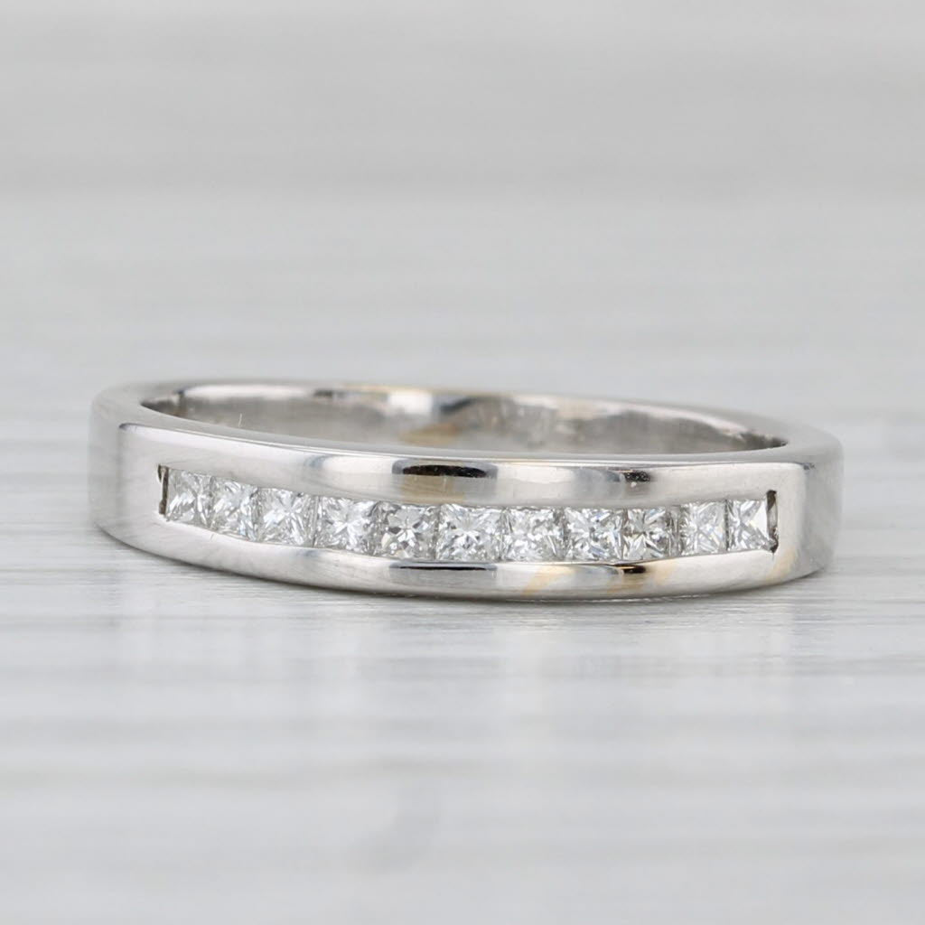 Light Gray 0.33ctw Channel Set Diamond Wedding Band 18k White Gold Sz 5.5 Anniversary Ring