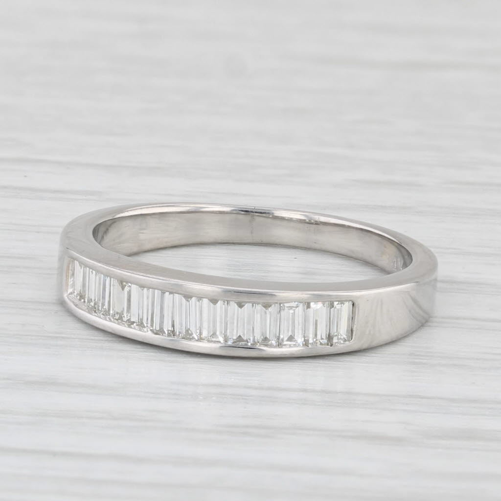 Light Gray 0.54ctw Diamond Wedding Band 14k White Gold Size 6 Stackable Anniversary