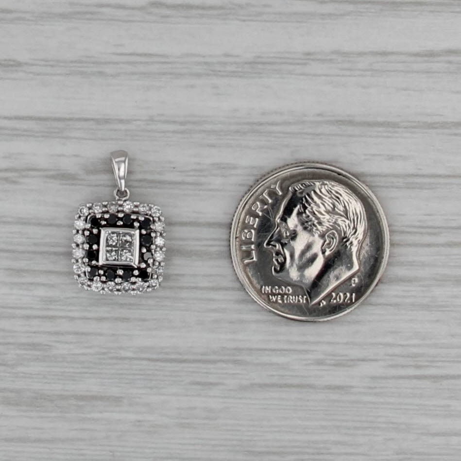 0.35ctw Black White Diamond Pendant 10k White Gold Small Drop