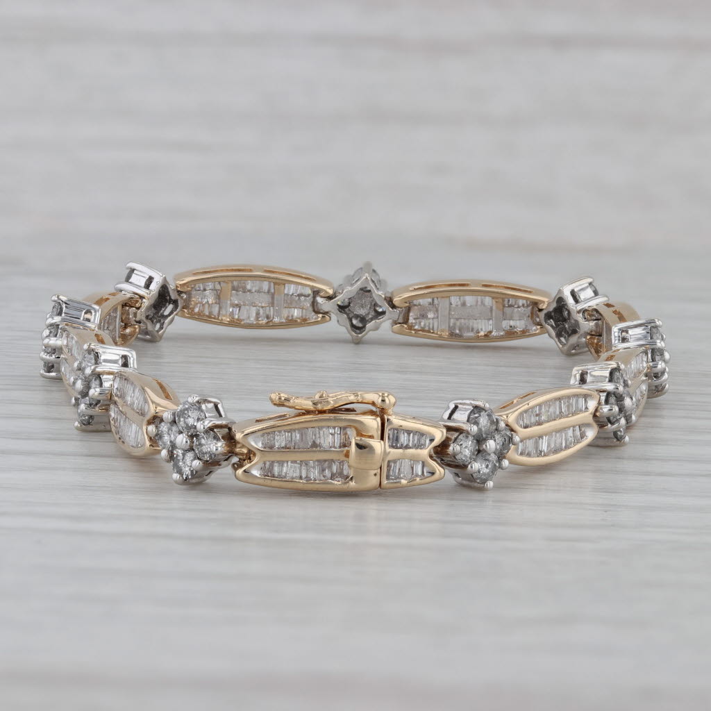 Gray 7" 5.70ctw Diamond Tennis Bracelet 14k White Yellow Gold 7.4mm