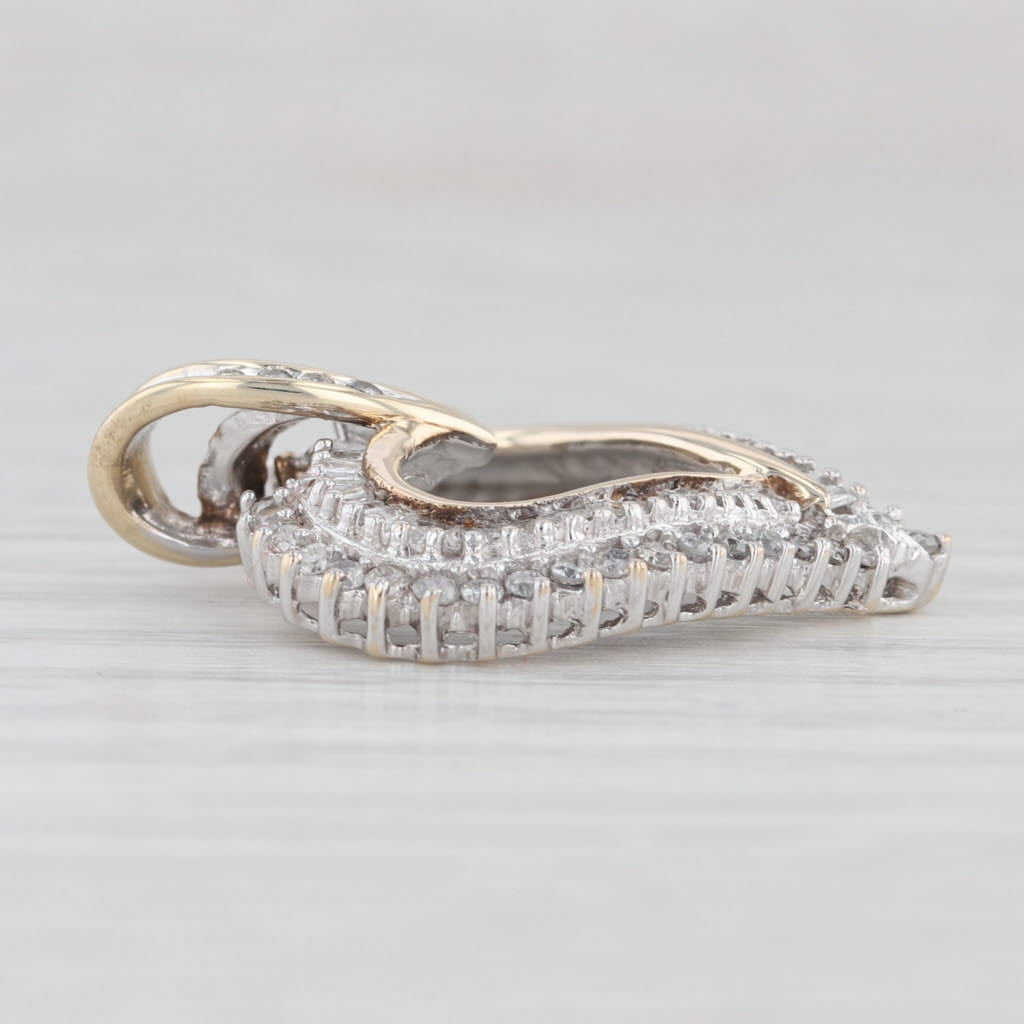 Light Gray 0.84ctw Diamond Open Heart Pendant 10k Yellow White Gold