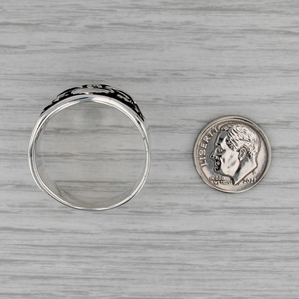 Skull Crossing Swords Ring Sterling Silver Size 14.5 Biker Gothic Large Band