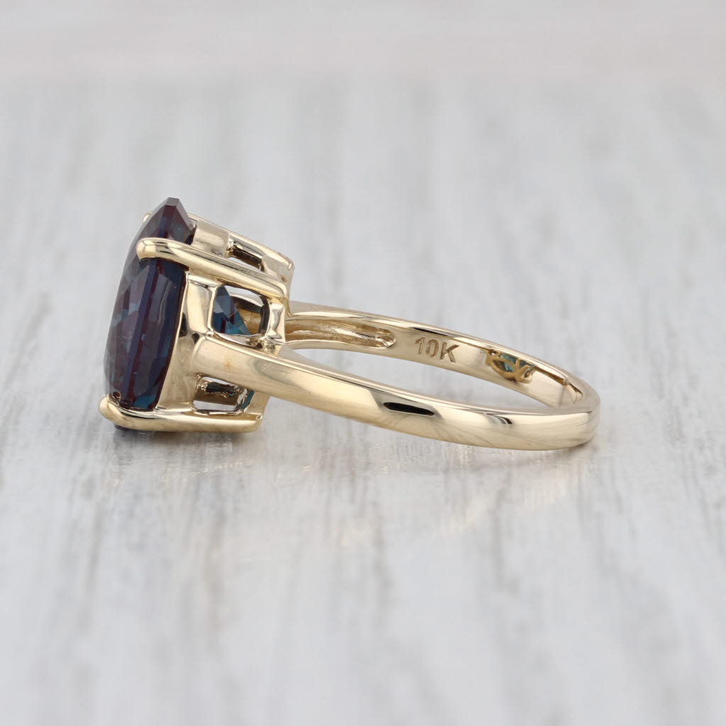 Vintage 7.45ct Lab Created Alexandrite Ring 10k Yellow Gold Size 6