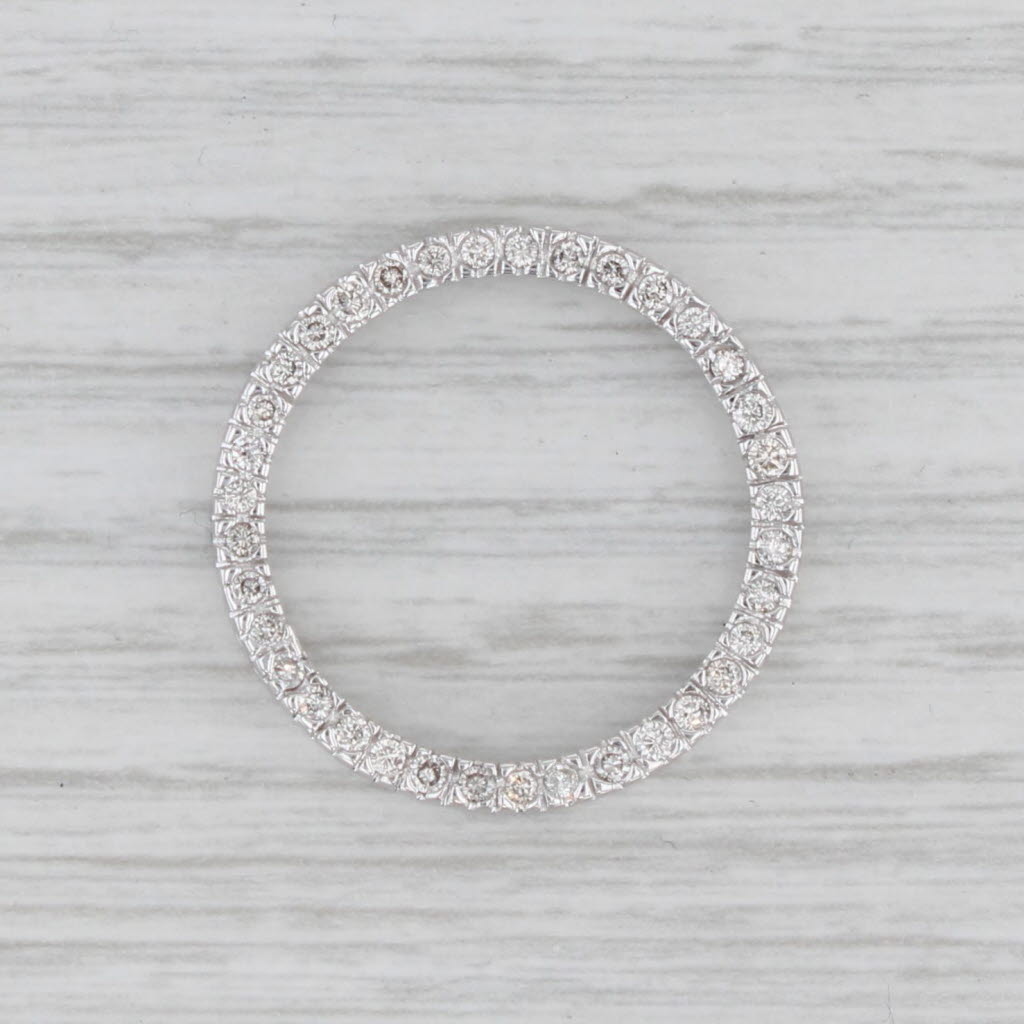 Gray 0.50ctw Diamond Eternity Circle Pendant 14k White Gold Floating Drop