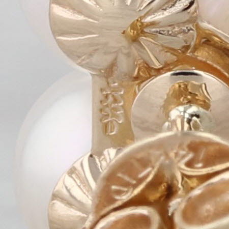Cultured Pearl Diamond Clover Flower Cluster Stud Earrings 14k Yellow Gold Studs