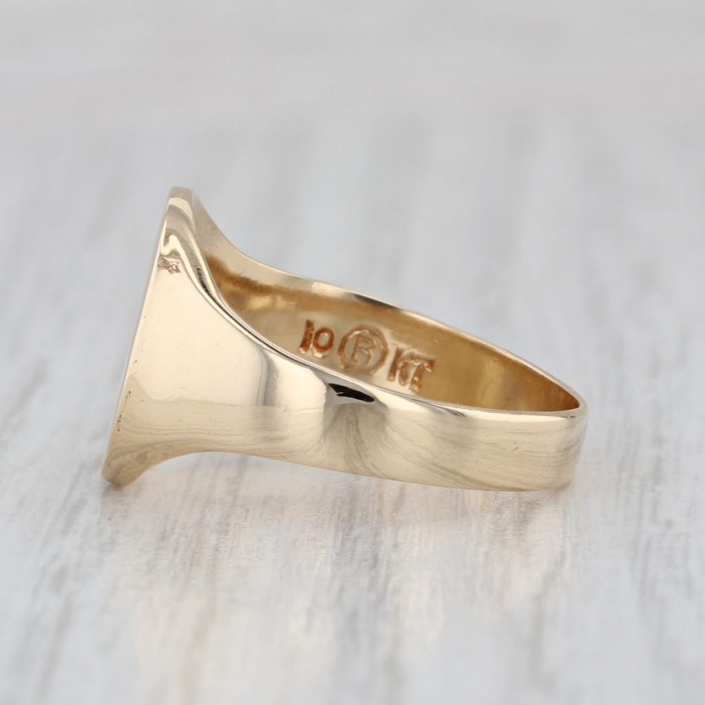 Vintage Engravable Signet Ring 10k Yellow Gold Size 8.25