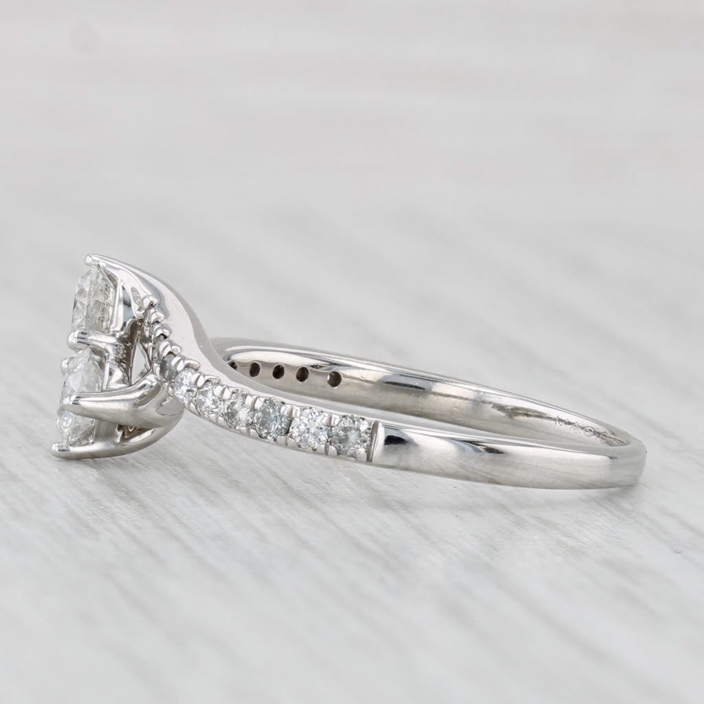 Light Gray 0.72ctw 2-Diamond Bypass Ring 14k White Gold Engagement Anniversary Size 7.5