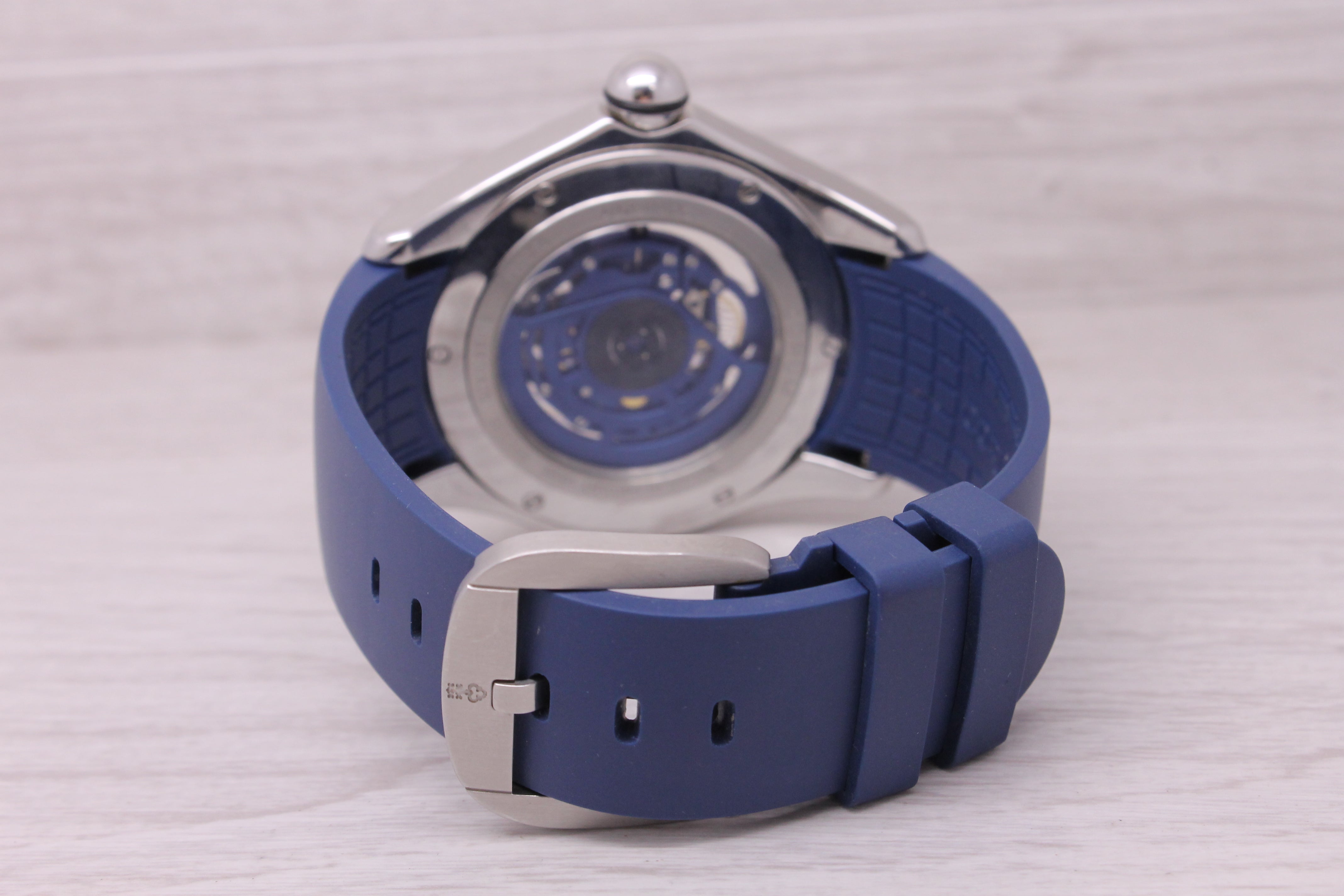 Gray Corum Bubble Blue Skeleton Mens 47mm Steel Automatic Watch w/ Box Papers 08.0006