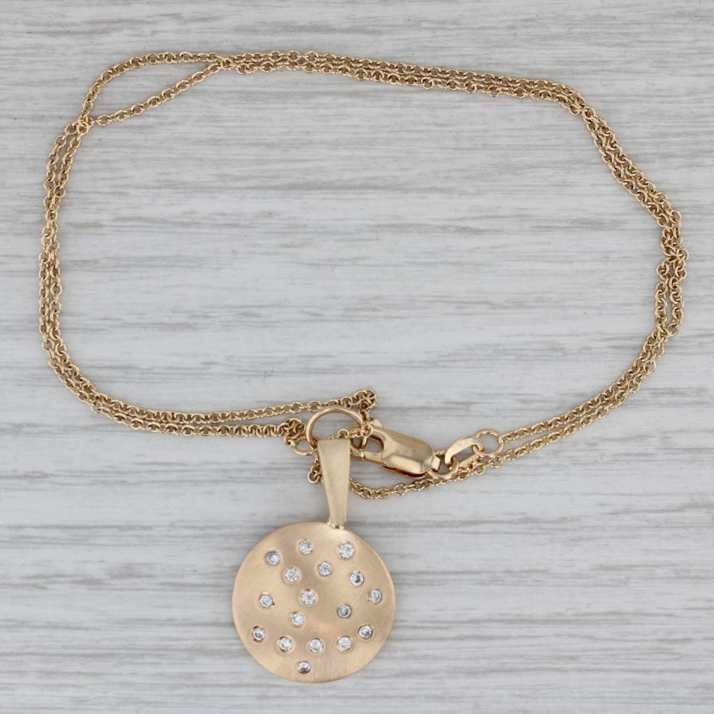 Gray 0.30ctw Diamond Dots Stationary Pendant Necklace 14k Gold 18" Cable Chain