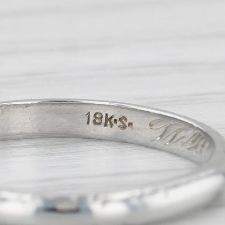 Light Gray Vintage Wedding Band 18k White Gold Size 5 Stackable Ring Floral Engraved