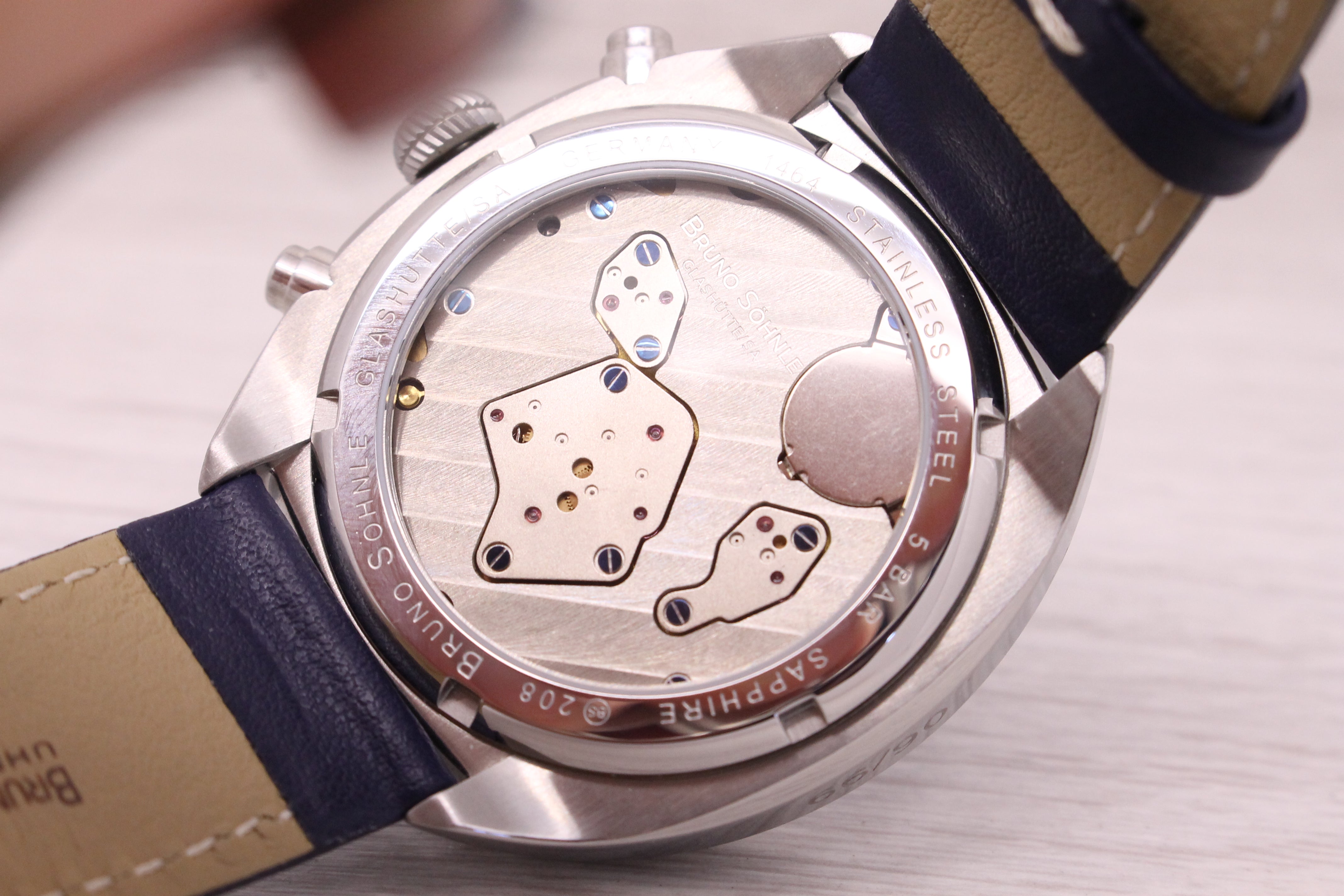Thistle Bruno Sohnle Glashutte La Spezia 45mm Steel Mens Quartz Chronograph Watch Blue