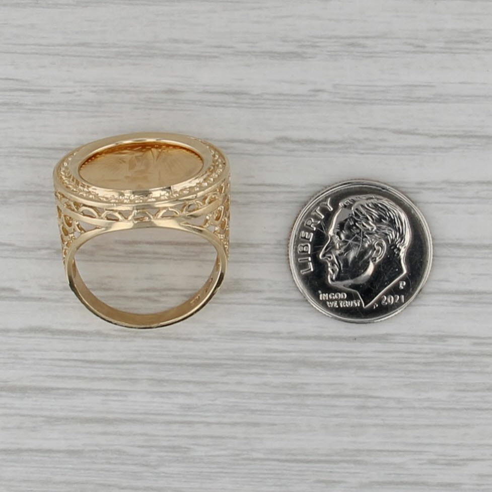 1986 American Gold Eagle Coin Ring 14k 22k Gold Diamonds 1/10oz $5 AGE