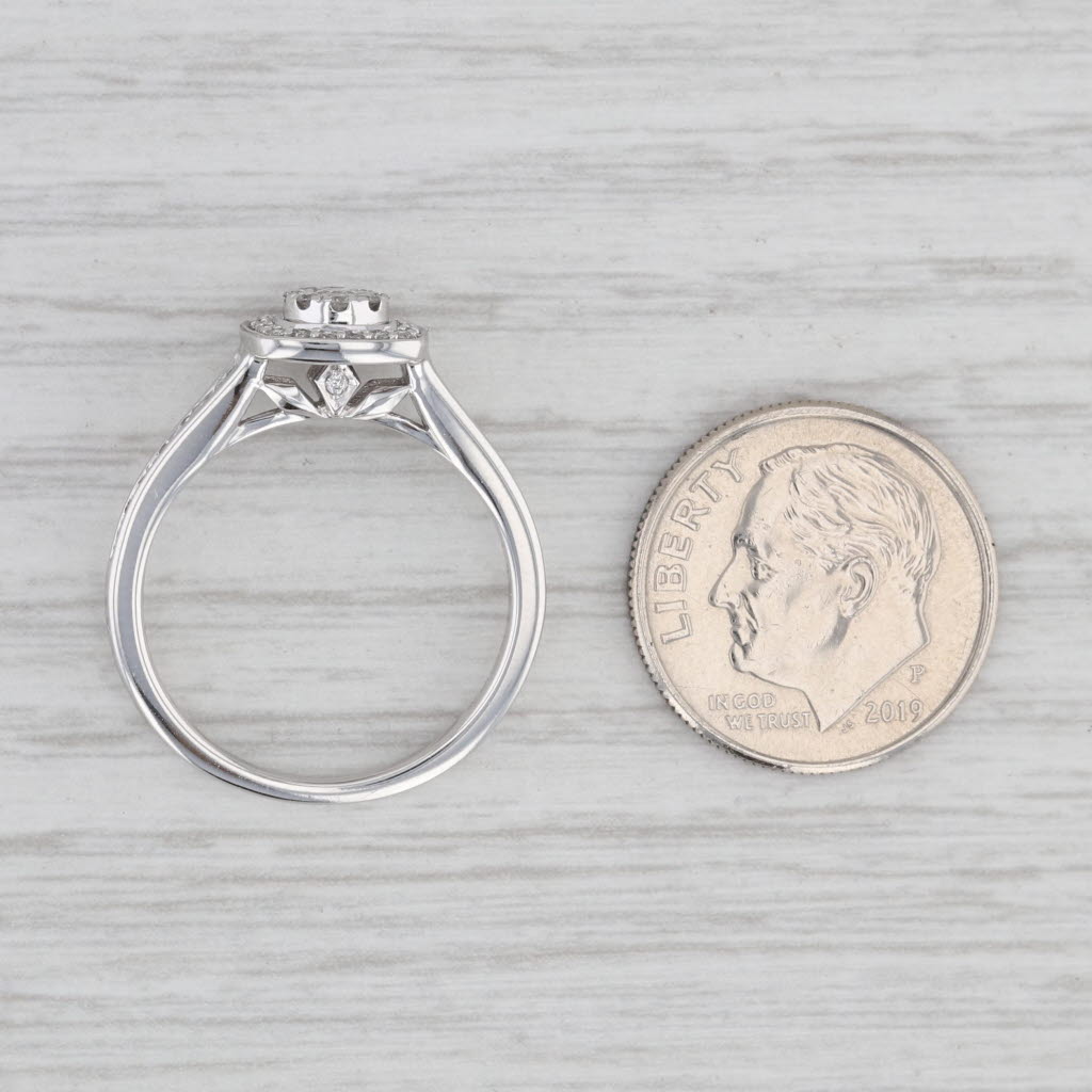 Light Gray 0.31ctw Round Diamond Halo Engagement Ring 10k White Gold Size 10