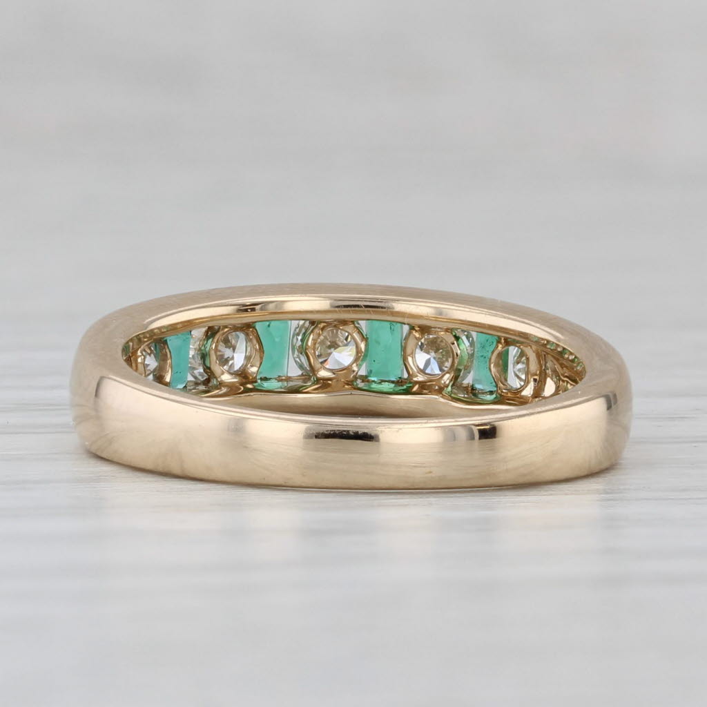 Gray 0.55ctw Diamond Emerald Wedding Band 14k Gold Size 6.5 Anniversary Stackable