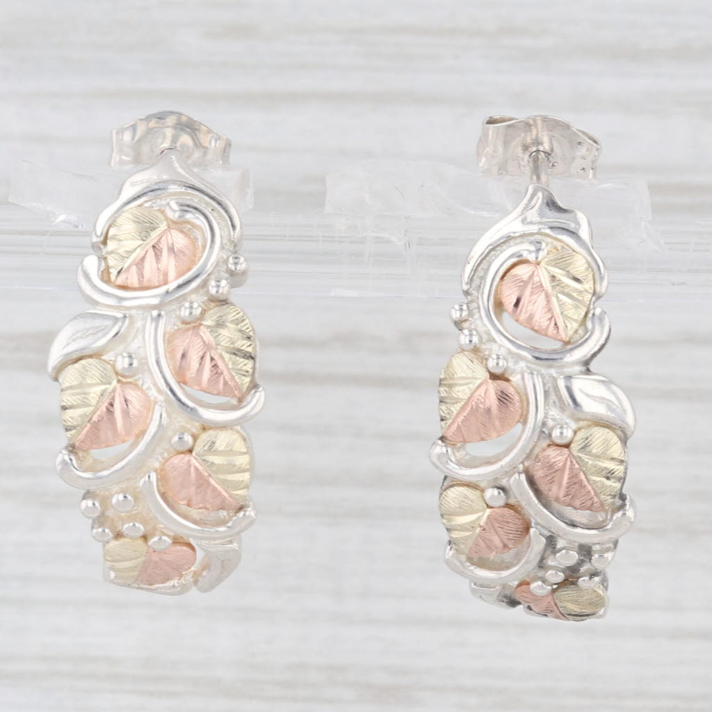 Light Gray Coleman Co Black Hills Gold J-Hook Half Hoop Earrings 12k Gold Sterling Silver